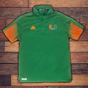 Miami Hurricanes Polo Shirt Men’s Large Adidas NCAA University Of Miami New